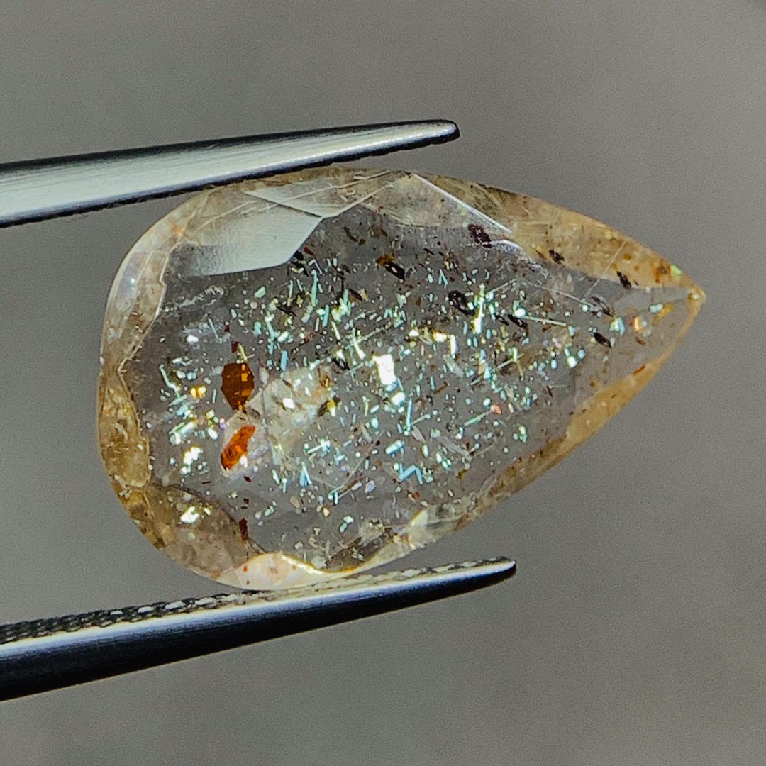 Fire Sunstone 6.10 Carat Confetti Fire Sunstone – Teardrop Gem With Vibrant ...