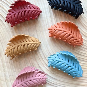 Leaf hair claw,  large hair claw clip, matte hair clips
