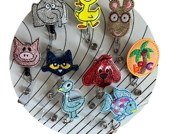 Children&#39;s book inspired badge reels, ID holders, badge holders, teacher badge reels
