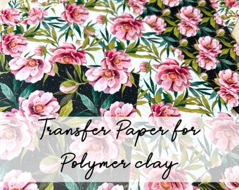 Papier transfert pour argile polymère (Fimo, Cernit, Sculpey) - Pivoine