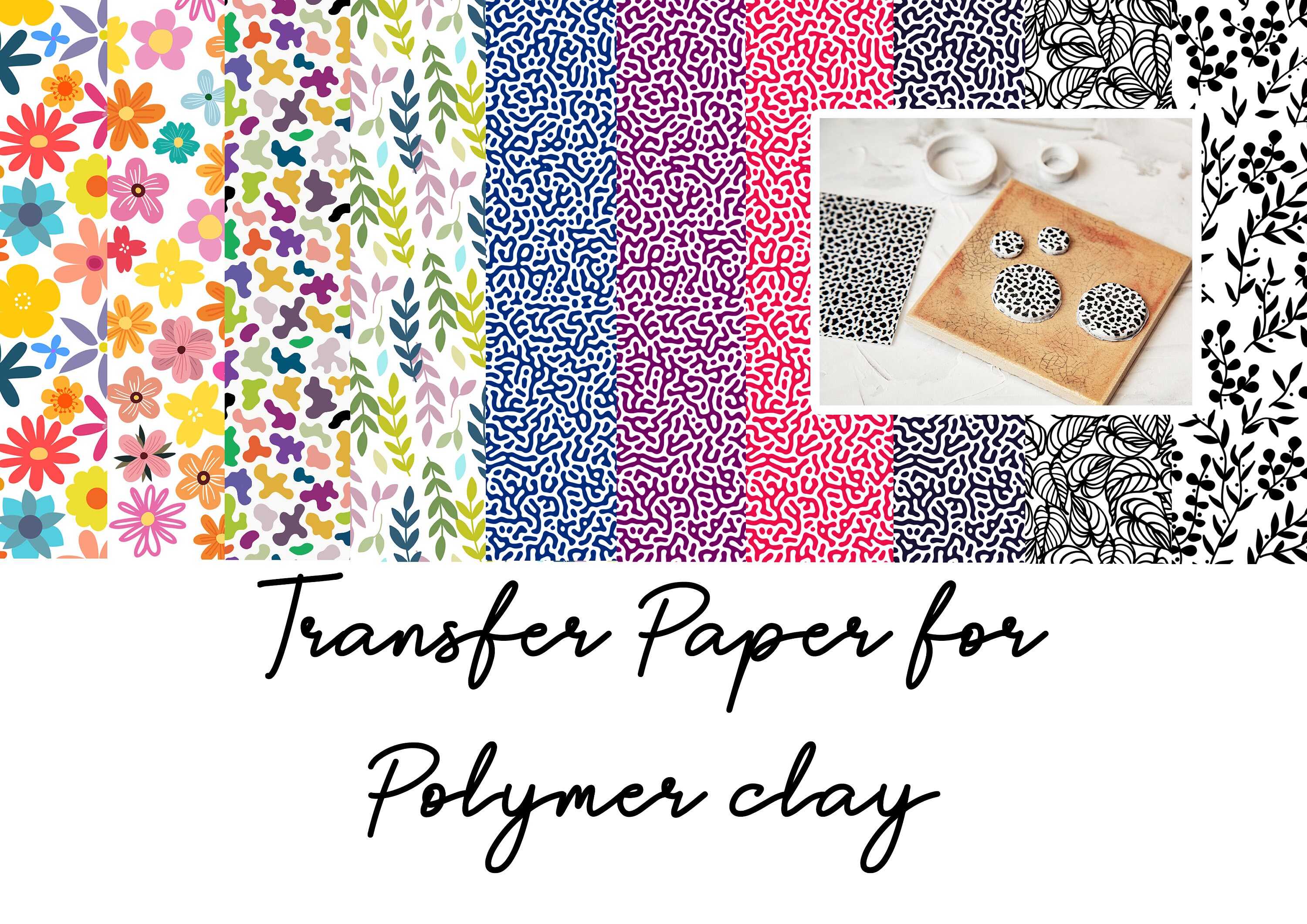 Transfer Paper for Polymer Clay fimo, Cernit, Sculpey 5 