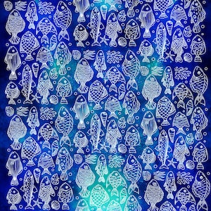 Carta transfer per pasta polimerica (Fimo, Cernit, Sculpey) - Seaworld - Blu