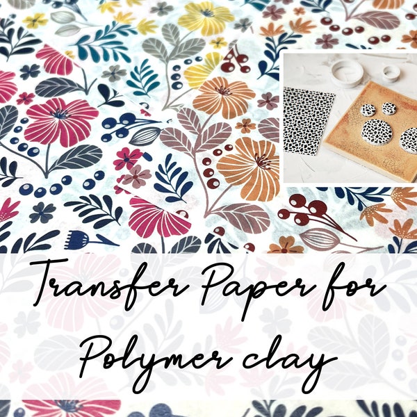 Papier transfert pour argile polymère (Fimo, Cernit, Sculpey) - Floral moderne