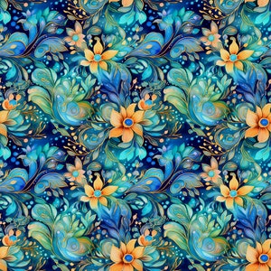 Carta Transfer per Pasta Polimerica (Fimo, Cernit, Sculpey) - Dreamy blue floral 01