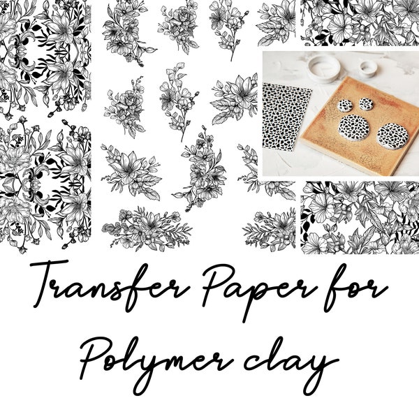 Papier transfert pour pâte polymère (Fimo, Cernit, Sculpey) - botanique