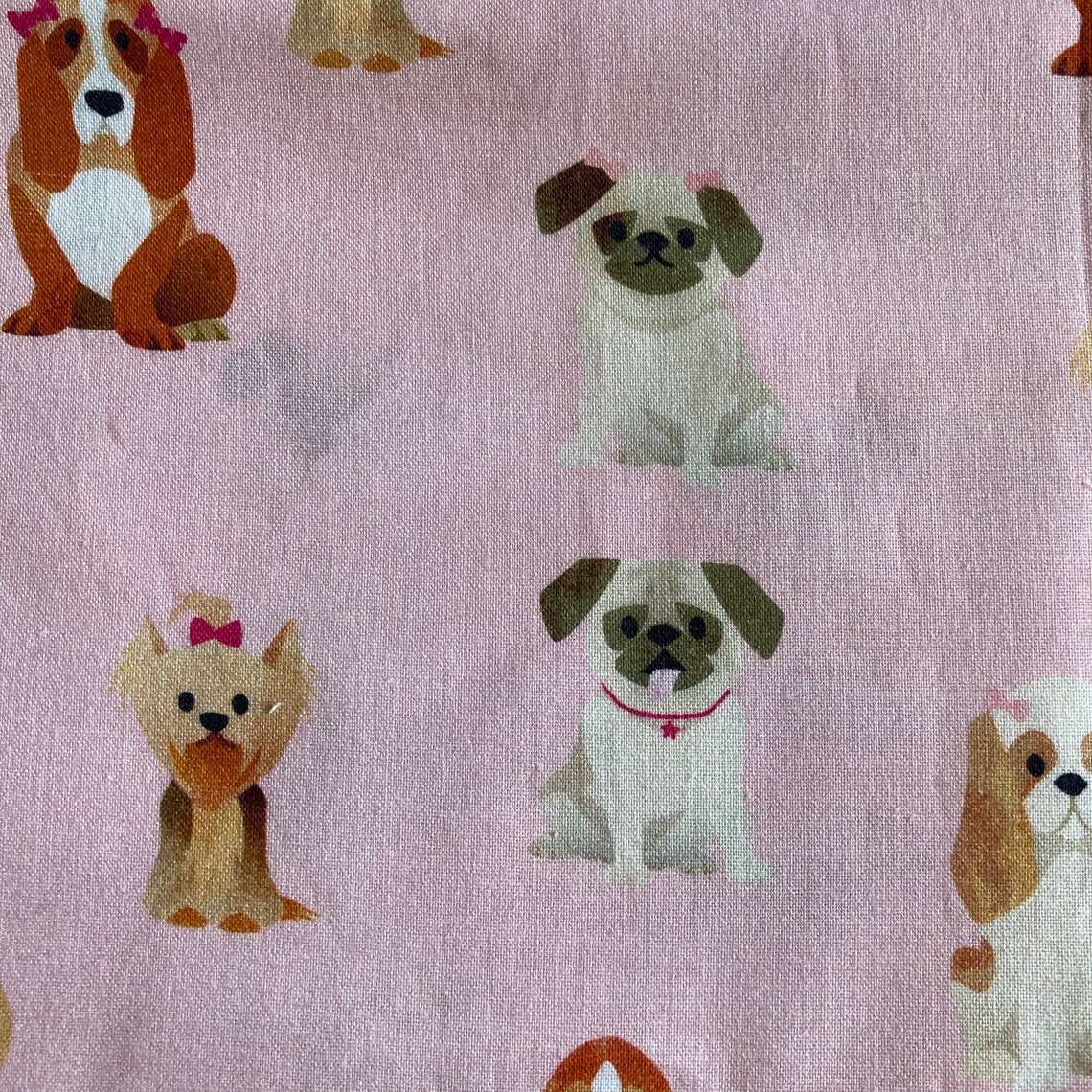 Pink Dog Fabric multiple items available | Etsy