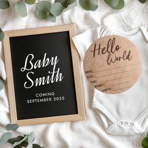 Personalized Baby Name Sign – Hello World Birth Announcement, Newborn Stats Plaque, Custom Nursery Keepsake