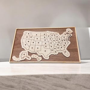 Customizable US Travel Map | Wooden Pinboard | United States States Tracker | Personalized Explorer Wall Art