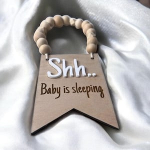 Shh Baby is Sleeping Door Hanger, Adorable Do Not Disturb Baby Sleeping Sign, Nursery Door Hanger, Baby Shower Gift