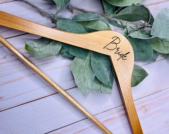 Engraved Wooden Bridesmaid Hanger for Wedding Dress - Personalized Bridal Party Gifts