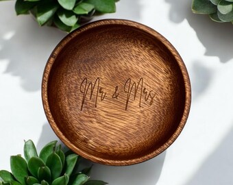 Wedding Ring Holder - Personalized Wooden Jewelry Dish - Custom Couples Gift
