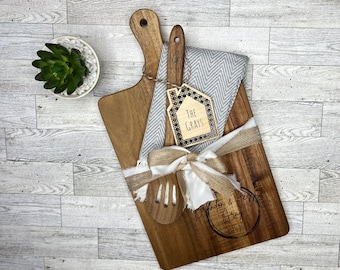 Personalized Wood Cutting Board Set, Engraved Wedding Gift