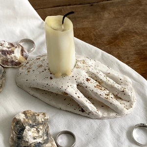Handmade Ceramic Candle Stick Holder, Hand Shaped Taper Candleholder image 1