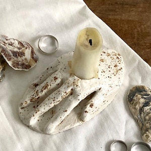 Handmade Ceramic Candle Stick Holder, Hand Shaped Taper Candleholder image 2
