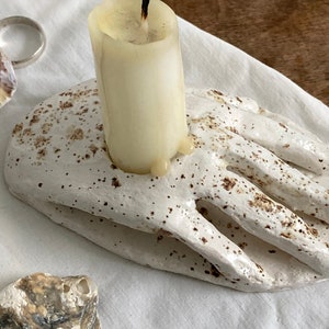 Handmade Ceramic Candle Stick Holder, Hand Shaped Taper Candleholder image 4