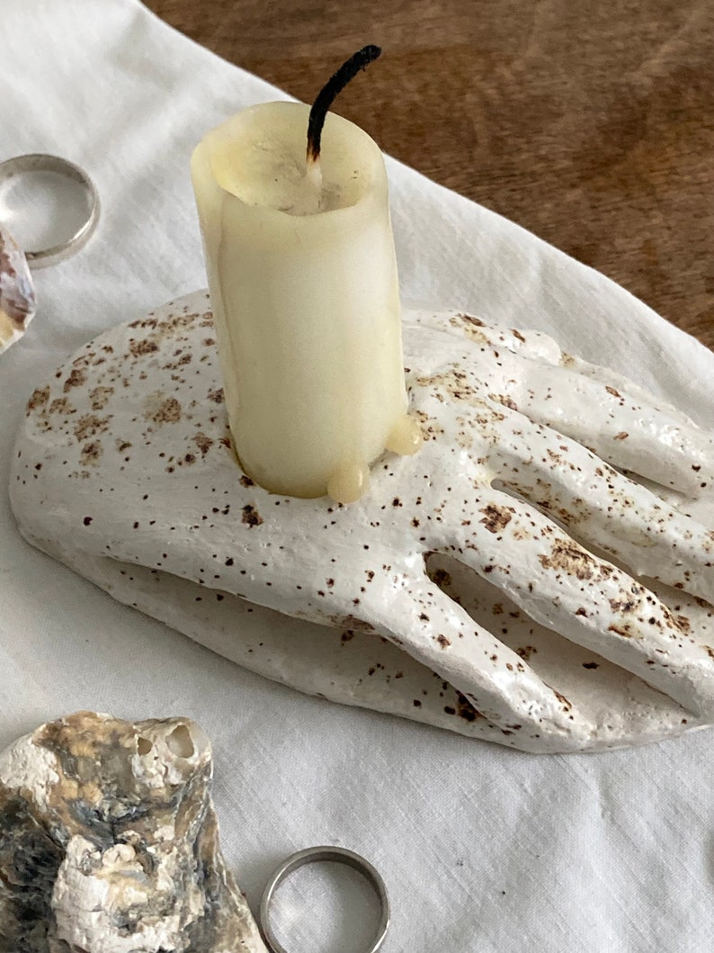 Handmade Ceramic Candle Stick Holder, Hand Shaped Taper Candleholder image 4