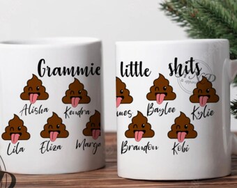Little Sh*ts mug, funny gifts, poop,  gift for gram, papa, dad, mom