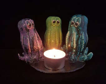 Octopus Trio tea Light Holder - Handmade Irish Ceramics, Gift Ideas,Ceramic Tea Light Holder, Home Decor, Unique, Sculpture, Ready to Ship