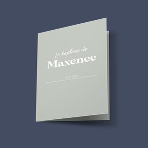Personalized baptism announcement, illustrated baptism invitation - “Maxence” model