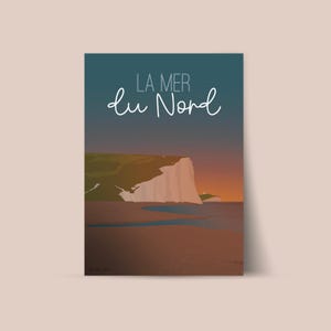 Illustration Cliffs and North Sea at night