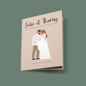 Personalized wedding invitation, illustrated wedding invitation - “Julie” model