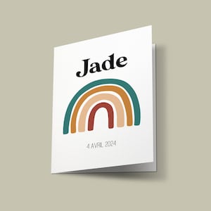 Personalized birth announcement, illustrated birth card - “Jade” model