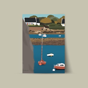 Illustration of boats and the Breton coast