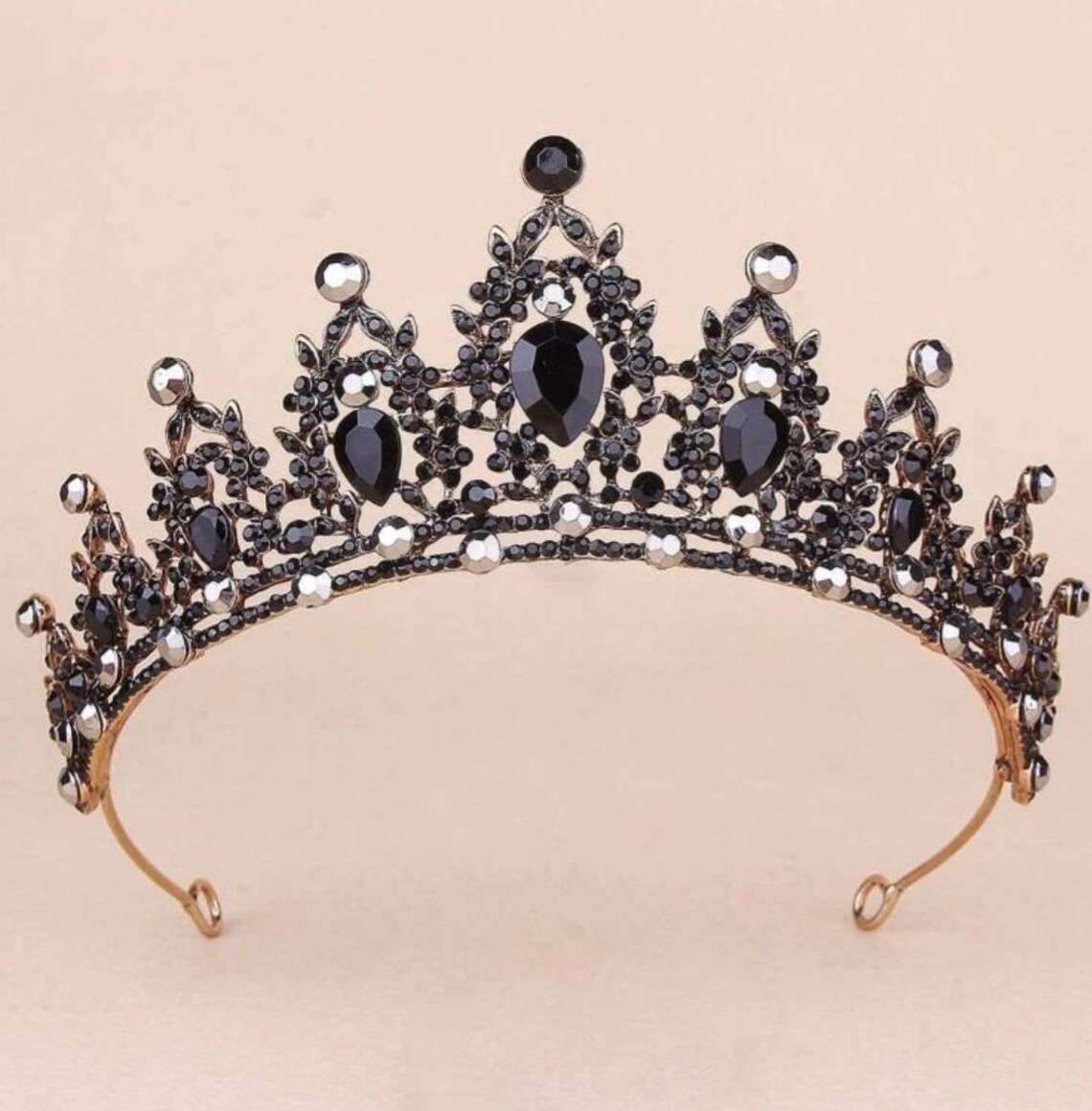 Black Crystal Tiara Black Tiara Crown Majestic Wedding Tiara Etsy UK