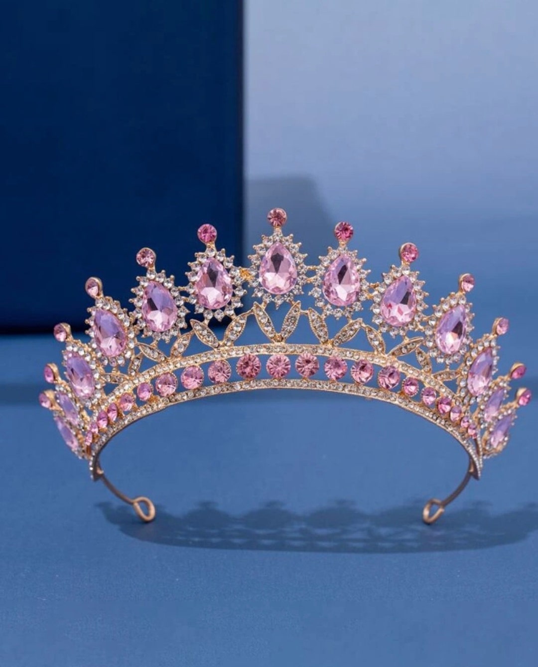 Pink Rhinestone Tiara Pink Tiara Crown Majestic Wedding Etsy UK