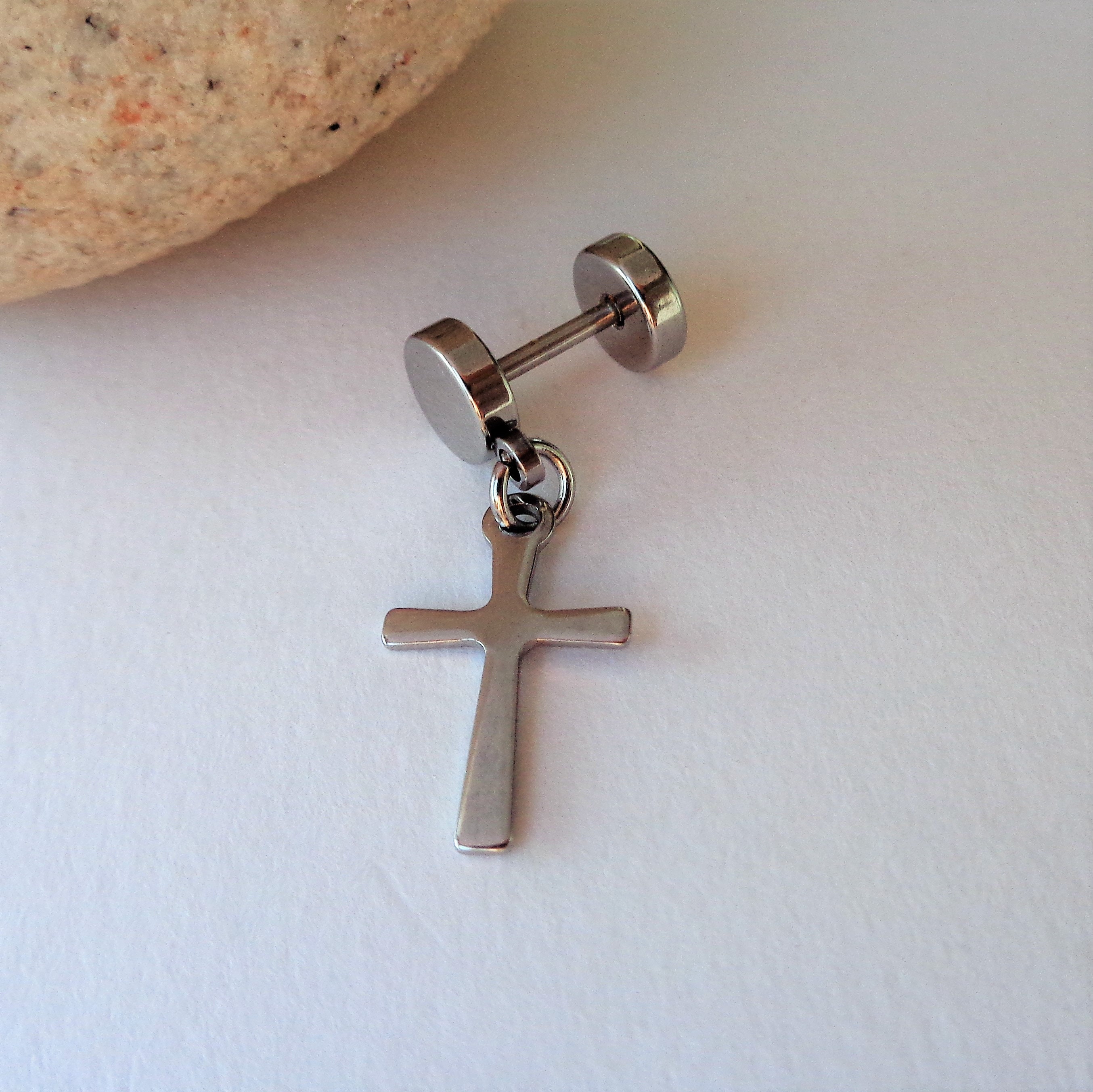 16g Barbell Cross Dangle Charm Piercing 316L Chirurgisch staal Etsy