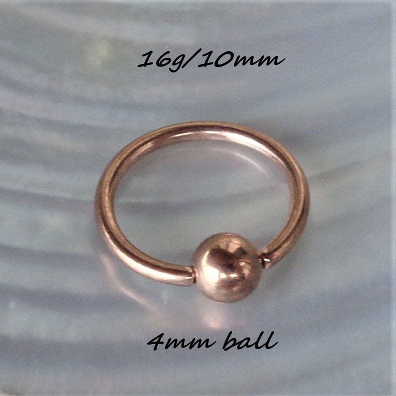 BCR Rose Gold Cartilage Captive Ball Ring 6mm,8mm10mm Inner Diameter 316L Rose Gold Surgical Steel Piercing Ring 16g