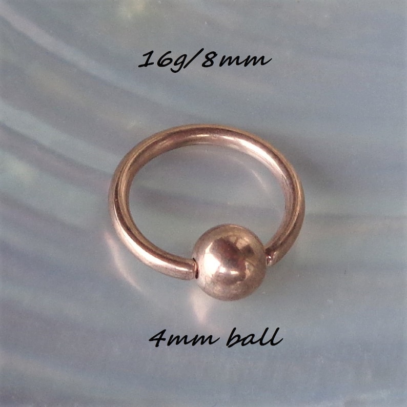 BCR Rose Gold Cartilage Captive Ball Ring 6mm,8mm10mm Inner Diameter 316L Rose Gold Surgical Steel Piercing Ring 16g