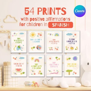 54 Digitale prijzen voor bevestigingen, positieve bevestigingen, bevestigingen in het Spaans, Decoración del Hogar, canvassjabloon