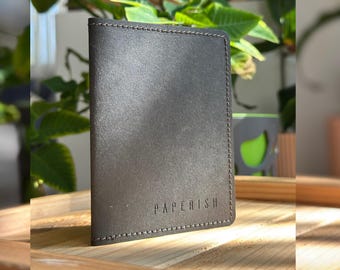Super Slim Black and Grey Micro Wallet from Washable Paper | Minimalist Vegan BiFold Wallet