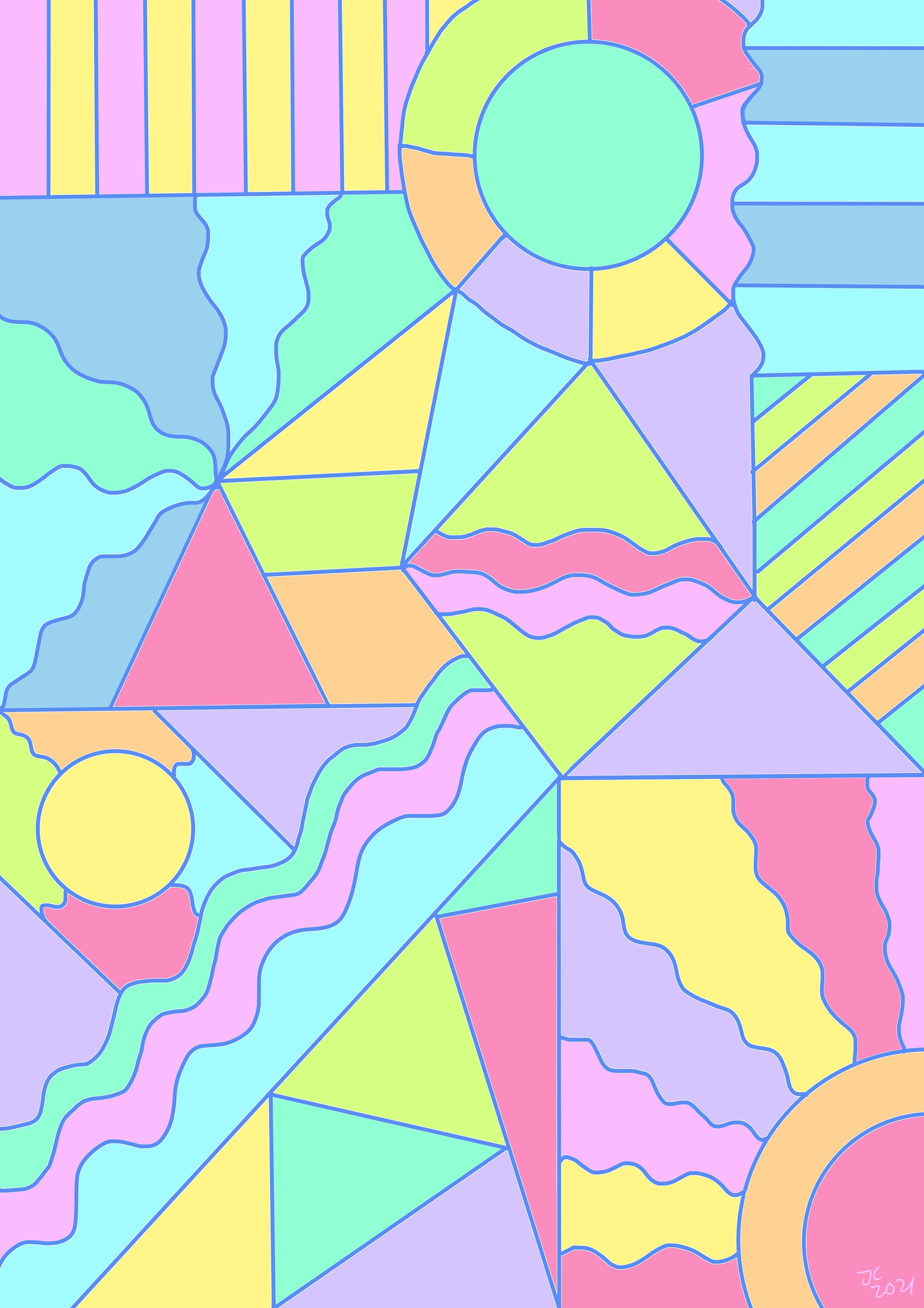 Pastel Geometric Wall Print Pastel Geometric Wall Art A4 Etsy UK