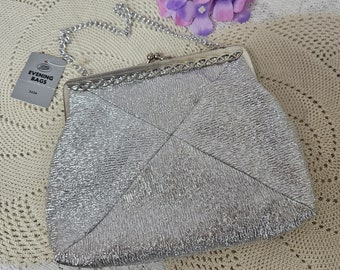 Vintage 1960's Silver Evening Bag - Unused with original tag