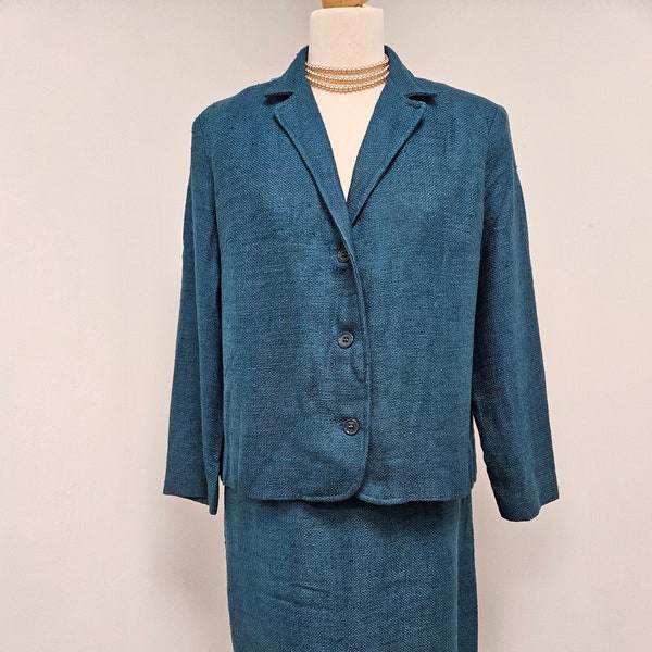 1950's Vintage Teal Blue Ladies Suit - Volup Size