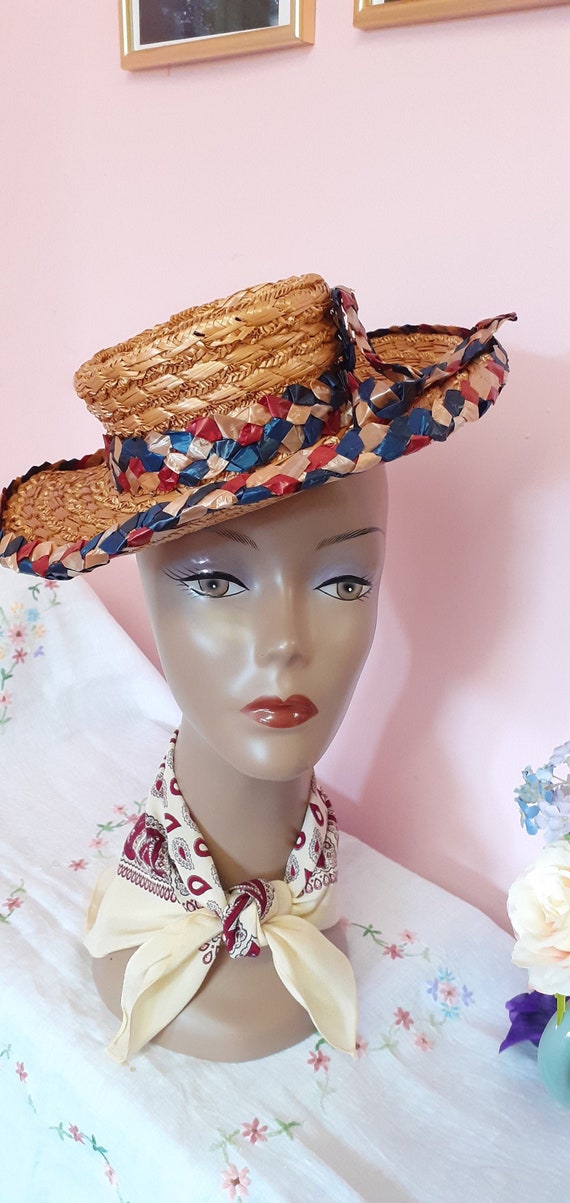 1940's Straw Tilt Hat
