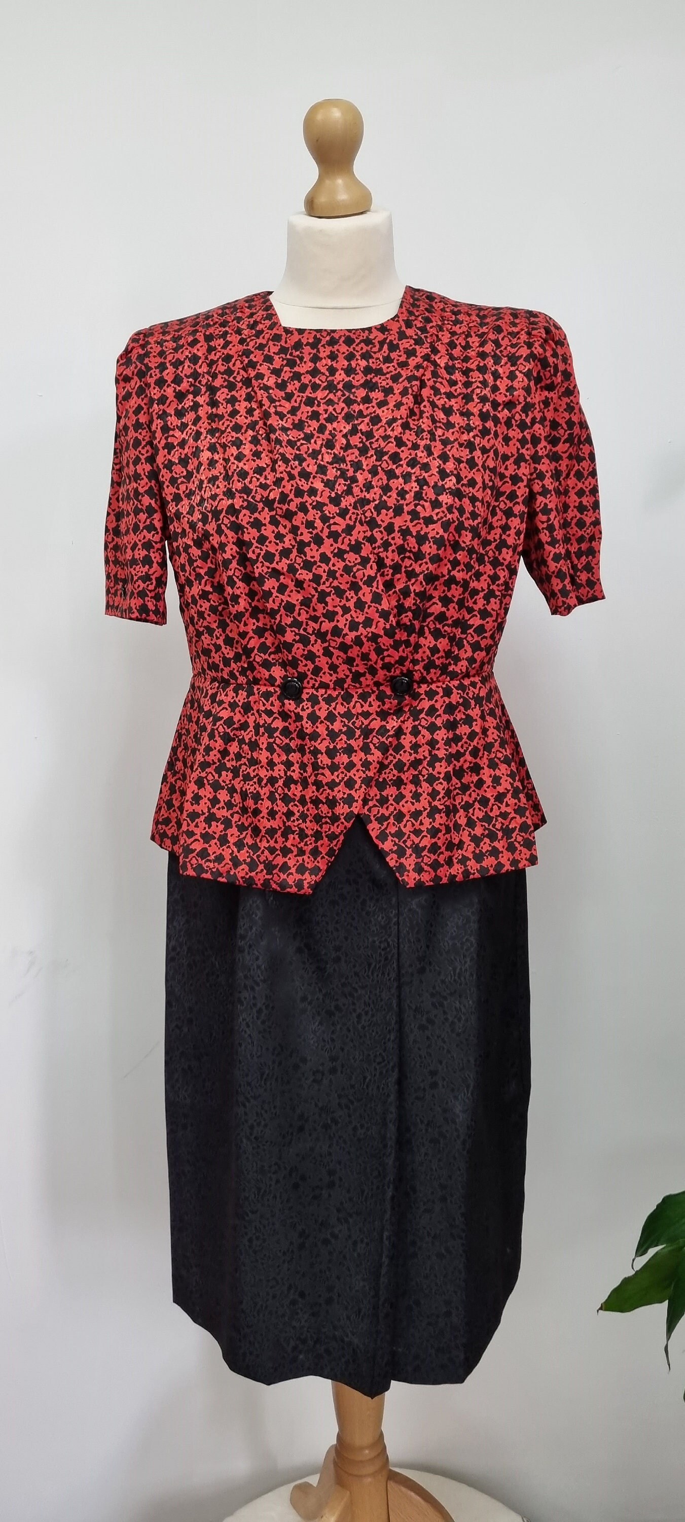 Real Vintage Search Engine 1980s Red  Black Peplum Dress $52.55 AT vintagedancer.com