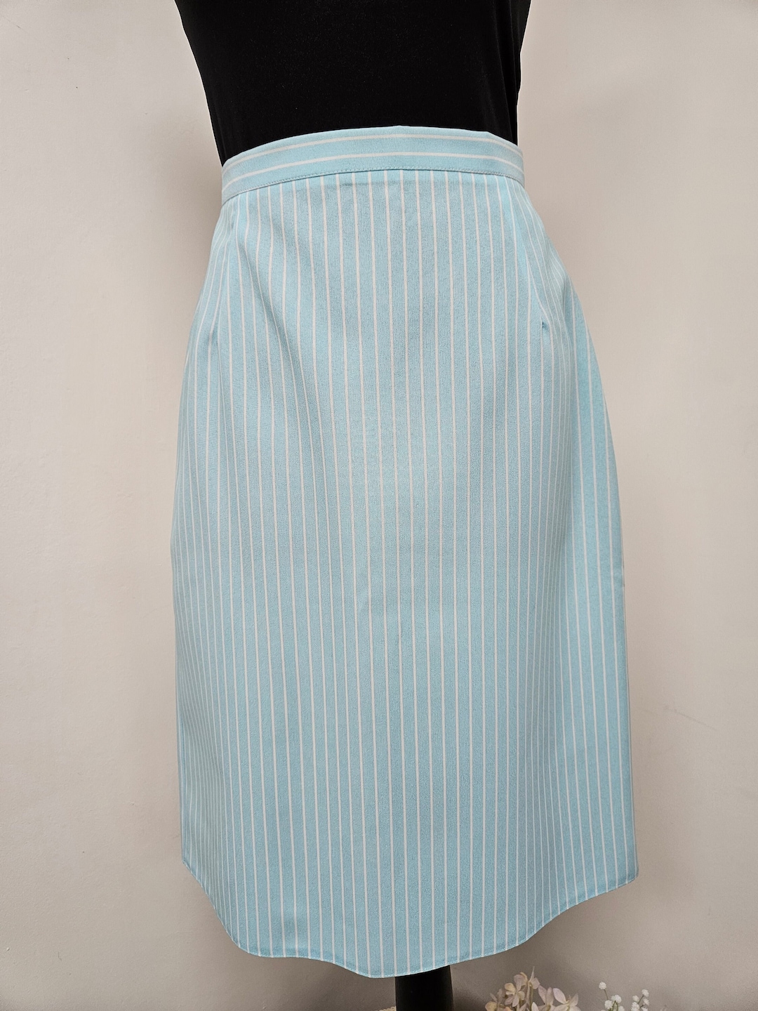 1980's Vintage Pale Blue Pin Stripe Pencil Skirt Etsy