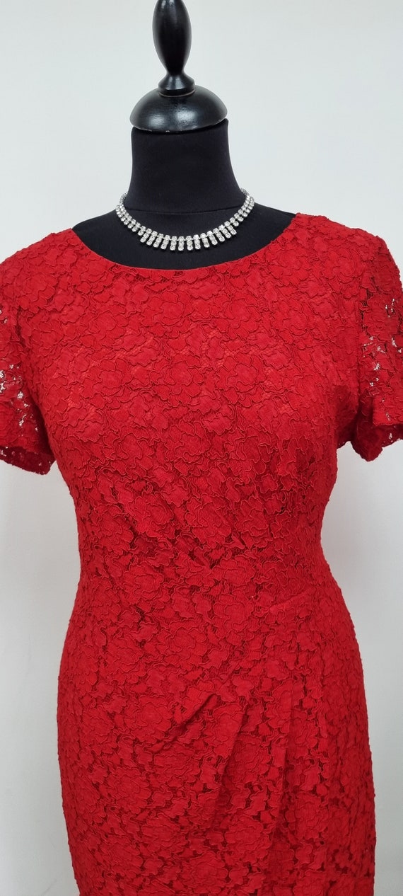 1950s Lace Wiggle Pin Up Dress w Train