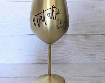 Matt Gold luxurious Personalised Wine Goblet in Stainless Steel