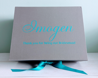Luxury Personalised Charcoal Grey Gift Box with Magnetic lid and Bow