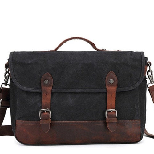 Handmade Waxed Canvas Messenger Bag Personalized Crossbody Etsy