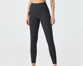 E-Navy,Large Auimank High Waist Out Pocket Fitness Pants,Tummy Control,Women Workout Leggings Sports Running Yoga Athletic Yoga Pant