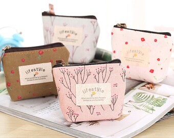 Muka 12 Pack Coin Purse with Carabiner Cotton Canvas Pouch 4-1//4 x 4-1//4 Inches