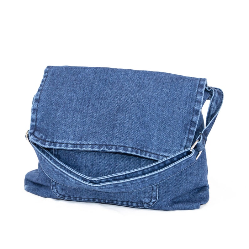 Denim Messenger Bag Etsy