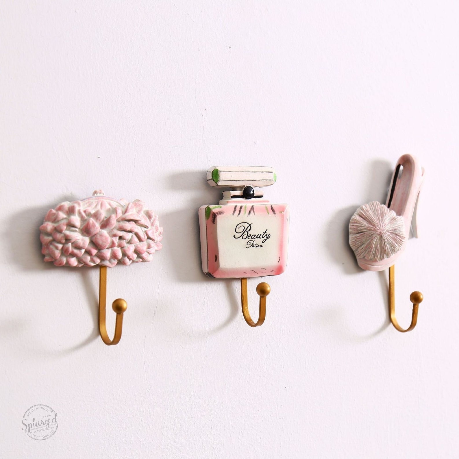 Wall Hooks Resin 3pcs Pink Girl's Room Hook Set Etsy