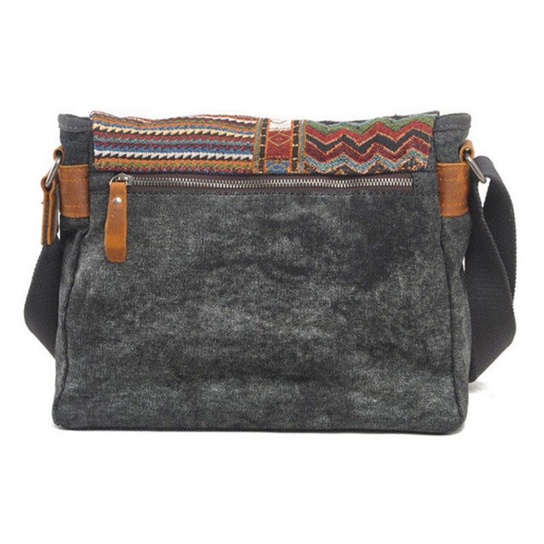 Canvas Messenger Bag With Embroidered Flap Etsy Canada