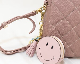 Leather Key chain - zipper coin purse small wallet - Leather change purse key chain purse decoration